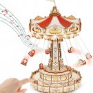 3D Puzzles Wooden Music Box Kit with LED, Rotating Swing Ride Mechanical Model Kit