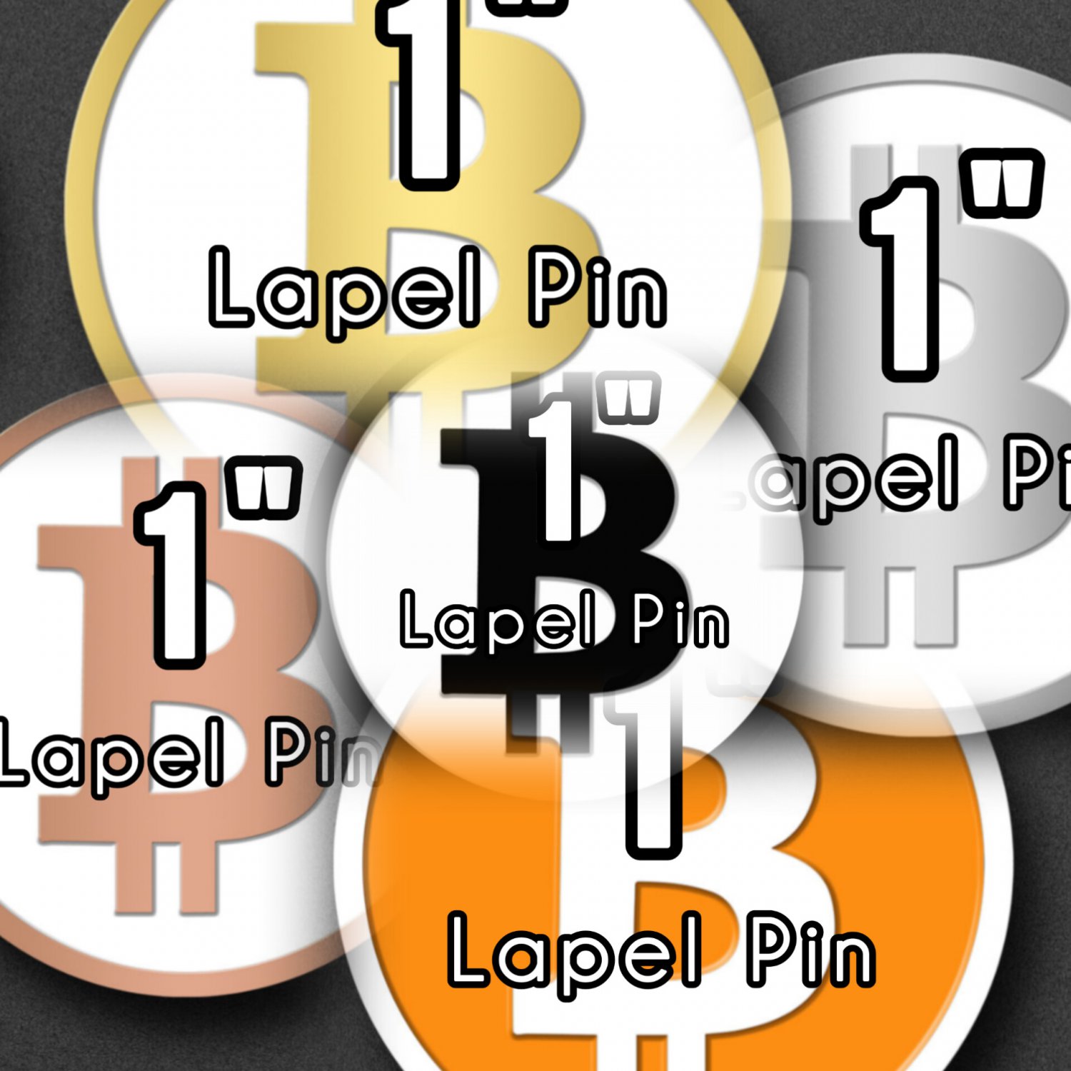 Cryptocurrency Bitcoin Lapel Hat Pin Button 1" 5 Pins Crypto Coin BTC Pinback