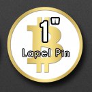 Cryptocurrency Bitcoin Lapel Hat Pin Button 1" Gold & White Crypto Coin BTC Pinback