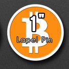Cryptocurrency Bitcoin Lapel Hat Pin Button 1" Orange & White Crypto Coin BTC Pinback