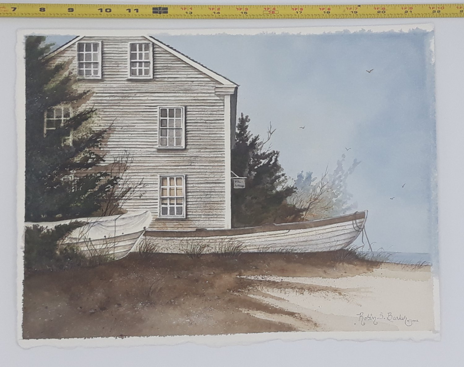 Artwork by Robin Dry Dock Original Watercolor Painting 12 x 15 Signed 2002