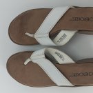Pair of Classic Cherokee Thong Wedge Sandals White Leather - Women's Size US 7.5 Excellent