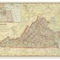 Virginia Atlas Map by George Cram circa 1915 - Inset Map of Norfolk, Newport News and vicinity.