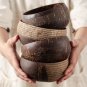 4 Natural Coconut Bowls & Spoons | Handmade Coco Shell Bowl Set