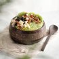 4 Natural Coconut Bowls & Spoons | Handmade Coco Shell Bowl Set