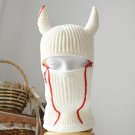Custom devil horns ski mask hat. Crochet eyes balaclava