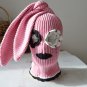 Bunny balaclava knitted hats for women men. Custom crochet hat with bunny ears. Psycho bunny hat alt