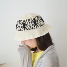 Crochet bucket hat women men embroidery Custom knit beige fisherman hat