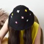 Crochet black bucket hat women embroidery flowers Custom knit aesthetic outfit fisherman hat