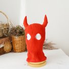 Knitted red balaclava ski mask with horns women men Custom crochet devil hat
