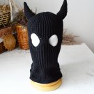Knitted black balaclava ski mask with horns women men Custom crochet devil hat