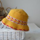 Crochet bucket hat women men embroidery Custom knit mustard fisherman hat