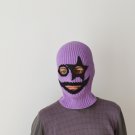 Custom crochet star ski mask men woman. Knitted skull purple balaclava outfit street style
