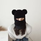 Black bear knitted balaclava ski mask women men Custom cute crochet velvet beanie hat with ears