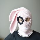 Psycho bunny pink hat Custom knitted balaclava ski mask with ears women men