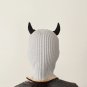 Devil knitted balaclava ski mask with horns men women Custom grey beanie hat crochet