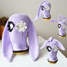 Bunny knitted balaclava ski mask light violet women men Custom psycho beanie hat with ears