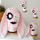 Bunny knitted balaclava ski mask pink women men Custom cute beanie hat with ears