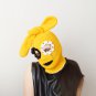 Knitted bunny balaclava ski mask and elastic band bow set Yellow beanie hat with ears women custom