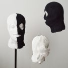 Knitted black white balaclava ski mask women men 3 holes Custom crochet beanie hat styles outfit