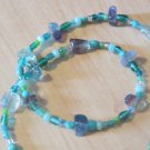 Summer Waves Mixed Blue-Green Glass with Rainbow Flourite Necklace