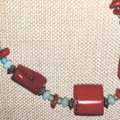 Bamboo Coral Nuggets with Turquoise Necklace