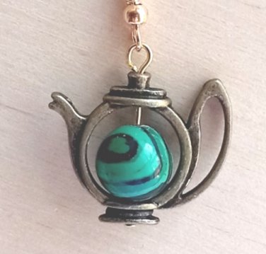 Malachite Ball Centered Teapot Earrings