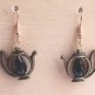 Black Faceted Teardrop Centered Teapot Earrings