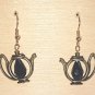 Black Faceted Teardrop Centered Teapot Earrings
