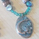 I am a Mermaid at Heart - Shell and Crystall  with Copper Necklace