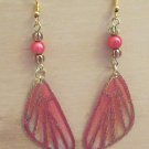 Pink and Gold Fairy Wing Earrings