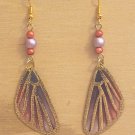 Purple-Pink and Gold Fairy Wing Earrings