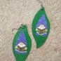 Gnome Reading with FLowers Earrings