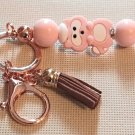 Beaded Keychain - Pink Racoon