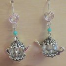 Crystal and Pewter Teapot Earrings