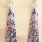 Floral Dangle Earrings with Pink Crystal Floral Dangle Earrings with Pink Crystal