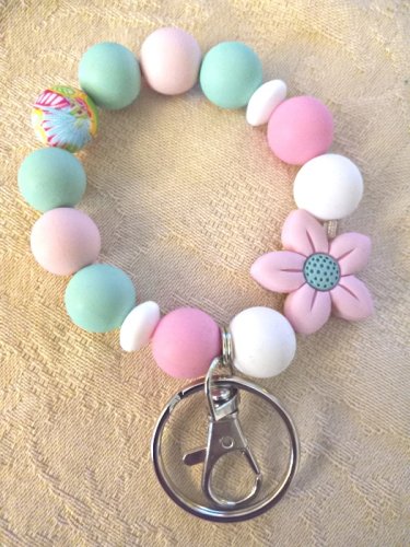 Spring FLower Wristlet Keychain