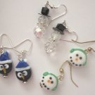 Winter Trio Earrings #5 Lamp Glass Penguin and 2 Snowman