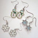 Winter Trio Earring Set #1 Star, Cookie Snowman, Snowflake