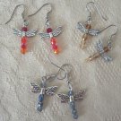 Dragonfly Earring Trio Set 1 - Blue, Orange, Topaz