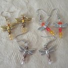 Dragonfly Earring Trio Set 2 - Purple Pink, Orange, Gold Topaz