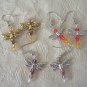 Dragonfly Earring Trio Set 2 - Purple Pink, Orange, Gold Topaz