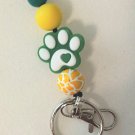 Lanyard for Keys and Badges - Green Paw Print