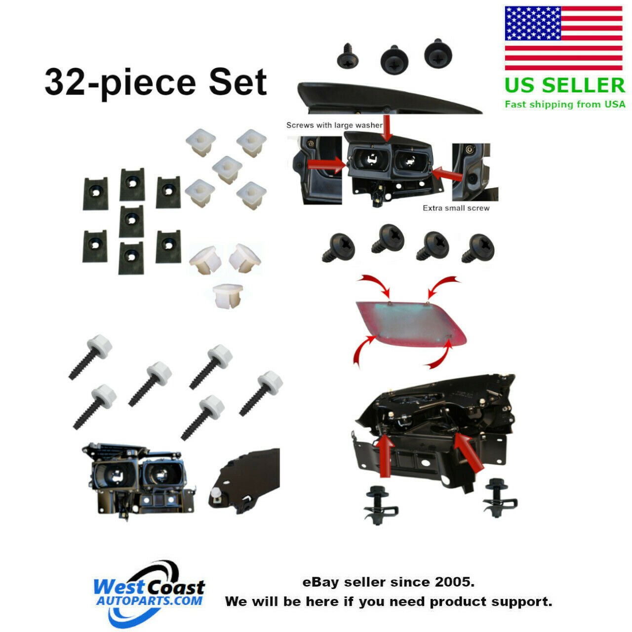 19982002 Firebird Headlight Assembly Rebuild Parts Set
