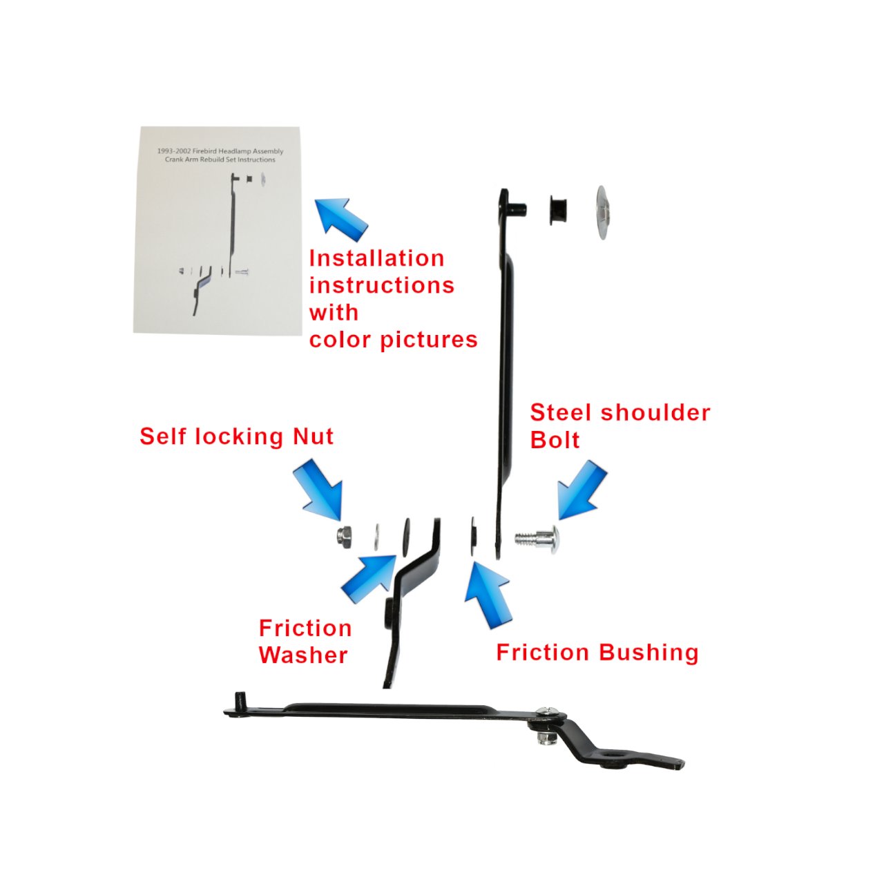 19932002 Firebird Headlight Motor Crank Arm Rebuild Kit