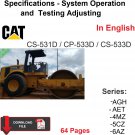 Caterpillar Cat compactor roller CP-533D Specifications, Systems Operation and Testing Adjusting