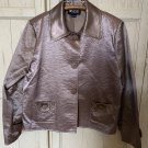 Christine Alexander Cotton/Nylon Jacket  - size L  Taupe Rhinestone/Bead Trim