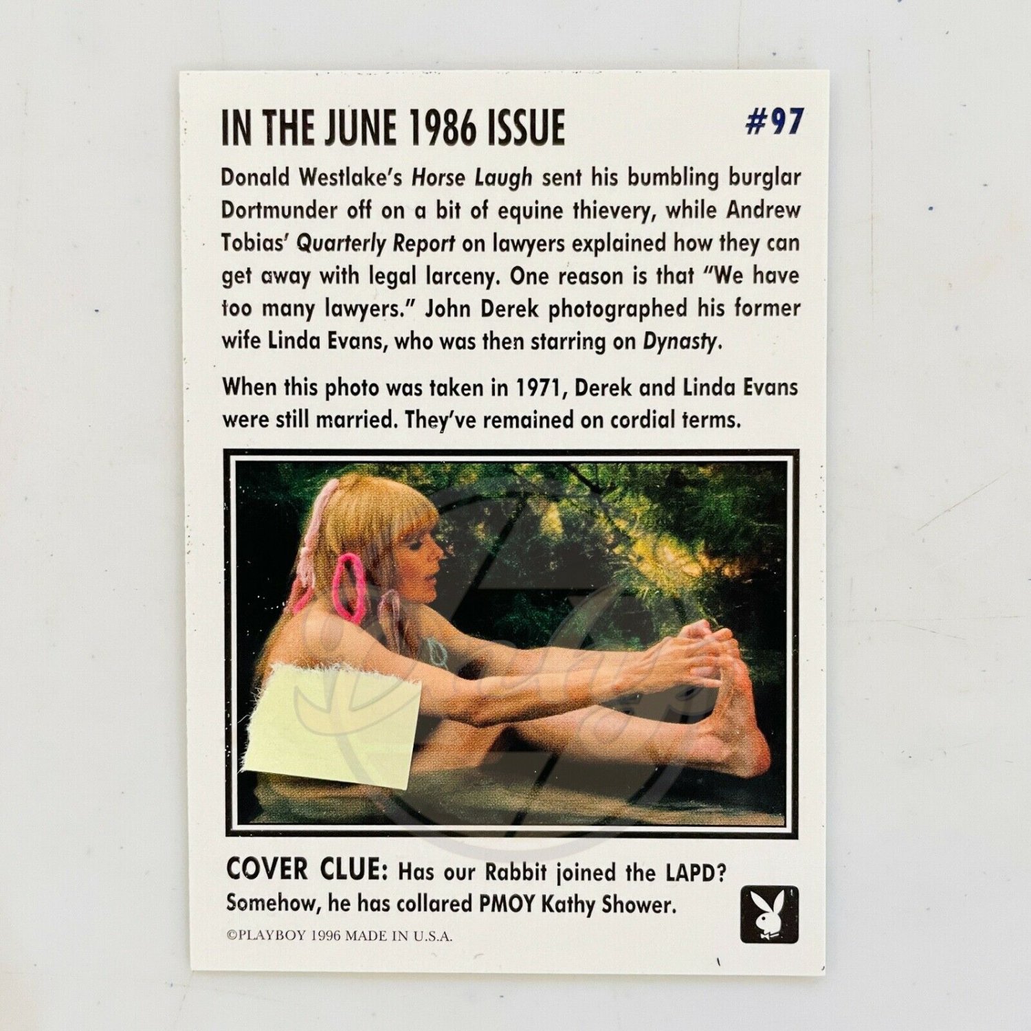 LINDA EVANS Playboy Cover June 1986 Number 97 Trading Card USA 1996