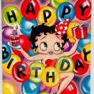 BETTY BOOP Happy Birthday Balloons Card Paper Moon 1980s Vintage SPK12