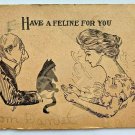 CAT FELINE For You Cartoon Postcard 1909 Postmark 1 Cent Stamp Made USA Vintage